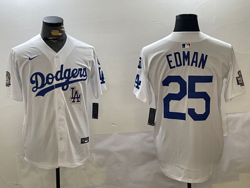 Men Los Angeles Dodgers #25 Edman White Game 2024 Nike MLB Jersey style 112011->los angeles dodgers->MLB Jersey